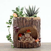 Load image into Gallery viewer, Modern Wooden Resin Bonsai Succulents Pot Retro Permeable Ceramic Green Plant Flower Pots Living Room Office Garden Home Decor